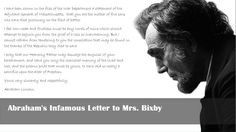 abraham's infamous letter to mrs blythy is displayed in this image