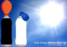 an image of two bottles with the sun in the background and one being used as a blow - up bottle