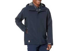 Fjallraven High Coast Hydratic Trail Jacket - Men's Clothing : Dark Navy : Bring on a sporty and stylish vibe while experiencing comfort by wearing Fjallraven High Coast Hydratic Trail Jacket. Regular fit. Packable, breathable, and waterproof construction. Attached protective hood with drawcord for adjustability. Snap-button on hood. Two way zipper closure. Long sleeves with adjustable hook-and-loop cuffs. Side zip reach thru openings. Two zippered hand pocket on the front. Straight hem. Materia Casual Midweight Waterproof Windbreaker, Winter Outdoor Outerwear With Functional Drawstring, Sporty Weatherproof Windbreaker For Outdoor Work, Hooded Outerwear With Functional Drawstring For Outdoor, Hooded Outdoor Outerwear With Functional Drawstring, Sporty Waterproof Parka For Sports, Sporty Weatherproof Outerwear For Outdoor Work, Functional Weatherproof Hooded Jacket For Outdoor Work, Functional Weatherproof Parka For Outdoor Work