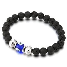 PRICES MAY VARY. Black Volcanic Lava Stone Bead Bracelet with Murano Glass Evil Eye Bead, Protection Prayer for Man Women Metal: Alloy; Material: Synthetic Vocalnic Lava Stone Bead Size: 9MM(0.35") Dimension: Length Stretchable 17-20CM(6.69-7.87");Width:0.9CM(0.35"); Weight: 19g Package: Jewelry Box with Brand Name COOLSTEELANDBEYOND *Condition: 100% brand new
*Code: MB-1186
*Metal: Alloy
*Material: Synthetic Vocalnic Lava Stone
*Bead Size: 9MM(0.35")
*Dimension:Length Stretchable 17-20CM(6.69-7 Protection Prayer, Black Bead Bracelet, Glass Evil Eye, Prayer For Protection, Black Beaded Bracelets, Jewelry Knots, Mat Black, Red Eye, New Metal