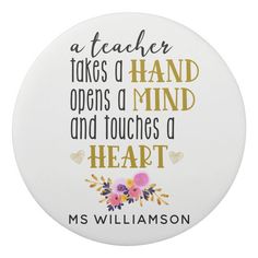 a teacher takes a hand opens a mind and touches a heart ceramic ornament