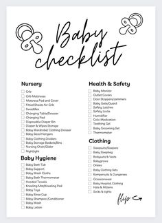 the baby checklist is shown in black and white