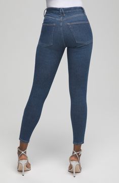 Create the perfect fit every time with these indigo-wash skinnies designed with premium stretch denim that changes with your body up to four different sizes. 28" inseam; 9" leg opening; 9 1/2" front rise; 14" back rise (size 00-4) Zip fly with button closure Five-pocket style 86% cotton, 5% recycled cotton, 5% polyester, 4% Lycra® spandex Machine wash, tumble dry Made in Turkey Women's Clothing Black Owned and Founded Versatile Mid-rise Cropped Denim Jeans, Everyday Fitted Blue Jeggings, Mid-rise Denim Blue Jeggings With Five Pockets, Tight Blue Straight Leg Jeans, Tight Straight Leg Blue Jeans, Blue Tight Straight Leg Jeans, Denim Blue Fitted Mid-rise Cropped Jeans, Denim Blue Mid-rise Fitted Cropped Jeans, Versatile High-rise Denim Blue Jeans