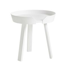 a white table with two legs on it