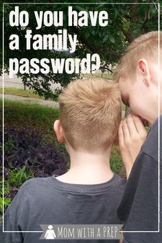 two young boys standing next to each other with the words do you have a family password?