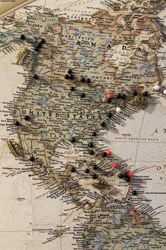 a map with pins on it that are all over the world