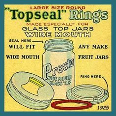 an advertisement for topseal ring's glass top jars