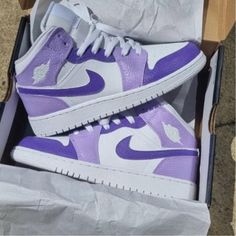 Purple Custom Air Jordan 1-shecustomize Wallpaper Nike, Custom Air Jordan 1, Nike Shoes Girls, Nike Fashion Shoes, Preppy Shoes, Pretty Shoes Sneakers, Jordan Shoes Girls, Jordan Shoes Retro, All Nike Shoes