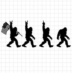 the silhouettes of people carrying american flags and walking in different directions, with one person holding