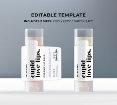 "Less is more with this minimalist style lip balm label. Edit the words and add your logo to make it your own! ♥ MATCHING BUSINESS STUFF: https://etsy.me/3AYcoGE ♥ TRY OUT THE FREE DEMO: https://templett.com/design/demo/frankandbunnylove/9887662,9887709,9419291 ♥ WHAT YOU RECEIVE: Access the label editable templates in 2 sizes: - 2.125x2.125\" - 1.6875x2.125\" ♥ HOW IT WORKS : Our designs are editable using the Templett web app. Simply follow these instructions below after purchasing: 1. Look fo Lip Blam Design, Unique Label Design, How To Make Chapstick, Lip Balm Labels Template, Lip Balm Label, Chapstick Labels, Balm Packaging, Lip Balm Packaging, Lip Balm Brands