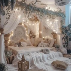 Room Atheistic, Glamour Bedroom, Forest Temple, Dream Bedroom Inspiration, Bedroom Decor Cozy, Cute Bedroom Decor, Redecorate Bedroom, Dream House Rooms