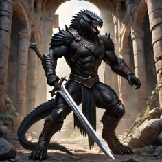 Lizard Warrior, Lizard Folk, Lizard Men, Dragon Man, Warrior Concept Art, Mythical Creatures Fantasy, Female Dragon, Dragon Pictures, Alien Creatures