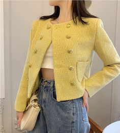 Women's Double Breasted Brand Luxury Tweed · Shop Zola · Online Store Powered by Storenvy French Women, Tweed Fabric, Outerwear Coats, Tweed Jacket, Blazers For Women, Cotton Style, Pocket Design, Coats Jackets Women, Teen Fashion