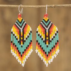 "I really love making accessories that highlight the beauty of women, with each piece being unique like these earrings that are designed to be worn on any occasion," says Mirian Zet from Guatemala. The multicolored waterfall earrings are handmade with glass beads and feature sterling silver hooks. Waterfall Earrings, Being Unique, The Beauty Of Women, Stitch Earrings, Brick Stitch Earrings, Buy Bead, Making Accessories, African Beads, Beaded Jewelry Patterns