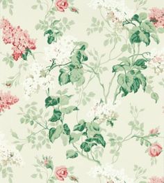 a floral wallpaper with pink and green flowers