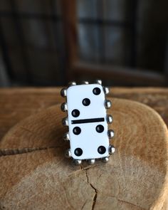 WHITE DOMINO RING- ADJUSTABLE Domino Ring, Western Ring, Combat Boots Heels, Felt Cowboy Hats, Straw Cowboy Hat, Concert Fashion, Boot Jewelry, Buckle Bracelet, Coral And Gold