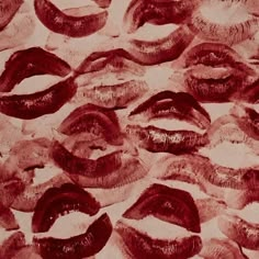 many different types of lips are shown in red and pink colors on a white background