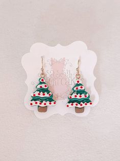 Hollaslay Earrings | Sassy Shortcake | sassyshortcake.com Christmas Stud Earrings, Christmas Tree Cake Clay Earrings, Cute Red Christmas Earrings, Christmas Tree Cake Earrings, Red Christmas Novelty Jewelry, Christmas Tree Earrings, Earring Tree, Holiday Season, Christmas Tree