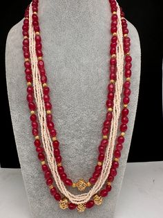 Ruby Pearls Nakshi Multi Layer Necklace Spiritual Gemstone Necklace For Puja, Traditional White Jewelry With Stones, Traditional White Stone Jewelry, Elegant Wedding Beads With Stones, White Temple Jewelry Necklace With Gemstone, White Gemstone Temple Jewelry Necklace, Festive Temple Jewelry Necklaces With Stones, Traditional Round Bridal Necklace With Stones, Traditional Wedding Gemstone Beads