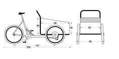 an image of a bike with wheels and seat height chart for the wheelbarrow