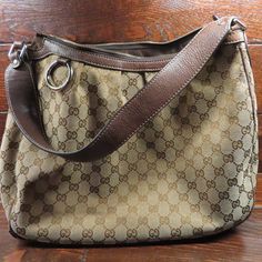 Great Condition With Some Minor Wear On Bottom. Bags Gucci, Gucci Bags, Tan Brown, Womens Tote Bags, Gucci, Canvas, Women Shopping, How To Wear, Color