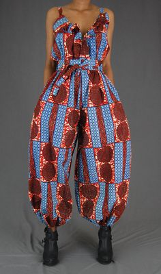 African Print Jumpsuit Ankara Print Jumpsuit handmade Jumpsuit Ankara, African Elegance, Spaghetti Strap Jumpsuit, African Chic, Beautiful Jumpsuits, African Styles, African Fashion Designers, African Clothes