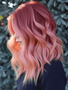 The Radiant Glow of Strawberry Blonde Hair: 37 Ideas for 2024 Strawberry Blonde Hair Makeup Ideas, Red Roots Pink Ends Hair, Pink Fall Hair Color, Red Hair Dye Ideas For Blondes, Strawberry Pink Highlights, Hair Colour Ideas For Blondes, Blond Pink Hair, Cherry Blonde Hair, Burgundy Blonde Hair