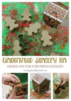 gingerbread sensory bin is an easy and fun way to teach kids how to make gingerbreads