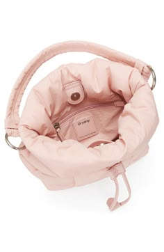 A soft, pillowy design and lightweight nylon construction lend ultimate portability to a drawstring bucket bag boasting a removable, adjustable crossbody strap. Magnetic-snap closure; drawstring closure Top carry handle; removable, adjustable crossbody strap Exterior slip pockets; attached snap pouch Interior zip wall pocket Textile with leather trim Imported Pink Pouch Bucket Bag For Everyday Use, Pillow Bag, Pink Bucket Bag With Removable Pouch For Errands, Everyday Nylon Bucket Bag With Adjustable Strap, Bucket Bags, Nylon Bucket Shoulder Bag With Adjustable Strap, Pink Handheld Bucket Bag With Removable Pouch, Nylon Bucket Bag With Adjustable Strap, Pink Pouch Bucket Bag With Detachable Handle