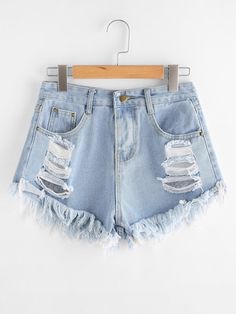 Trendy Swimwear, Distressed Shorts, Denim Details, Distressed Denim Shorts, Denim Shorts Women, Type Of Pants, Monokini, Latest Fashion For Women, Distressed Denim