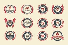 various badges and emblems for different businesses