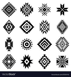 a collection of black and white geometric designs, all in different styles on a white background