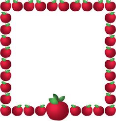 an apple frame with red apples around it