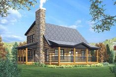 this is an artist's rendering of the cabin style house plans for log homes