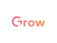 the word grow is shown in orange and pink letters on a white background with an orange circle