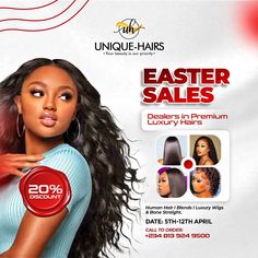 an advertisement for the unique hair sale