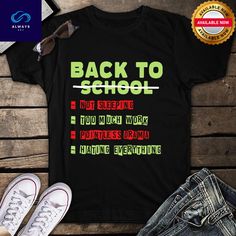 Funny Back To School Lazy Student Unisex T Shirt x Alwaysky 2024. You could discover the perfect balance of fashion and coziness among our assortment of shirts. Our shirts fit perfectly and have a classic look that complements any ensemble since they are constructed of high-quality fabrics. Whether you're dressed up for a formal event or going casual, these shirts make a fantastic addition to any collection. You may up your style game with these elegant and easygoing charm shirts from our collec Black Text Print Top For Back To School, Back To School Text Print Crew Neck T-shirt, Back To School Slogan Tops For College, Slogan Tops For College And Back To School, Slogan Tops For College Back To School, Black Graphic Tee For Back To School, Black Crew Neck T-shirt For Back To School, Casual Black Top For Back To School, Casual Black Tops For Back To School