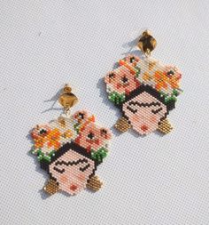 Pendientes de cuentas, Pendientes con patrón Frida, Pendientes del Día de la Madre, Joyería Frida Kahlo, Pendientes Frida con cuentas, Regalo para ella - Etsy