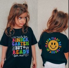 Thank you for checking out my shop! Should you have any questions, please don't hesitate to message me! ❤️❤️❤️ The brand of this shirt is Bella and Canvas.  Kids will love this custom youth short sleeve tee. This lightweight side-seamed shirt maximizes comfort all day long. The ring-spun cotton makes this kids short sleeve tee perfect for displaying custom artwork. Side seams keep the garment's shape. The shoulders have tape for longer fitting. The collar is extra elastic due to ribbed knitting. Kindergarten Shirts, Kindergarten First Day, Im Ready, 1st Day, Kids Shorts, Custom Artwork, Kids Tops, Kids Tshirts, Short Sleeve Tee