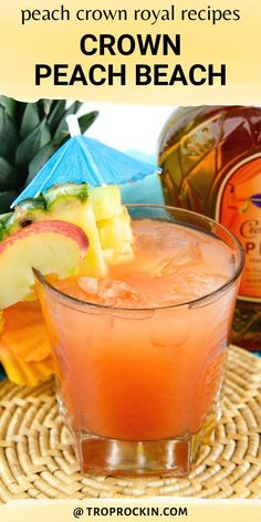 Love Peach Crown Royal Recipes? The Crown Peach Beach is refreshing, fruity and a little bubbly. Serving up summer cocktails never tasted so yum! Peach Crown Royal Recipes, Peach Crown Royal, Crown Royal Recipes, Beach Drink Recipes, Crown Royal Peach, Peach Beach, Fruity Alcohol Drinks, Beach Drink