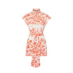 LOUIS VUITTON® - Tropical Floral Shirt Dress - Bright Orange Luxury Floral Print Shirt Dress For Fall, Vacation V-neck Shirt Dress With Floral Print, Summer Floral Print V-neck Shirt Dress, Luxury Orange Printed Dress, Luxury Long Sleeve Floral Print Shirt Dress, Louis Vuitton Dress, Silk Shirt Dress, Stole Scarf, Floral Shirt Dress