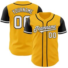 a baseball jersey that is yellow and black with the number 00 on it, in front of a white background