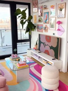 Living Room Design Ideas Small Tv Room Ideas, Room Ideas Colorful, Quirky Apartment, Small Tv Room, Tv Room Ideas, Funky Room, Small Tv, Loft Apartments, Colorful Apartment