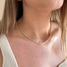 Our Rope Chain Necklace is the perfect statement chain necklace. It features an intricate woven chain that is both unique and glamorous. This tarnish free necklace is also waterproof, making it a perfect addition to your everyday look. Metal: 18K gold filled Size: 3.0mm wide, length: available in 16, 18, and 20 inchesHypoallergenic and Waterproof Jewelry Rope Chain Necklace, Woven Chain, Studded Necklace, Hypoallergenic Jewelry, Waterproof Jewelry, Rope Necklace, Rope Chain, Stackable Rings, Turquoise Jewelry