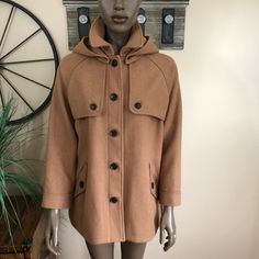 Nwt / No Issues / Fully Lined / Detachable Hood / Button Front / 51% Wool 39% Polyester / Taupe Color Wool Blend Coat, Taupe Color, Pea Coat, Detachable Hood, Wool Blend, Checks, Mango, Coats Jackets, Jackets & Coats