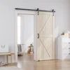 Paneled Solid Wood Unfinished Barn Door with Installation Hardware Kit Sliding Tracks, Wood Barn Door, Space Saving Solutions, Door Installation, Barn Door Hardware, Wood Construction, Barn Door, Door Hardware