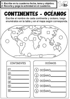 a map with words and pictures to describe the countries in spanish, english and french