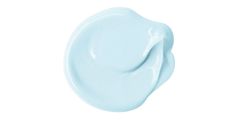 a close up of a blue cream on a white background