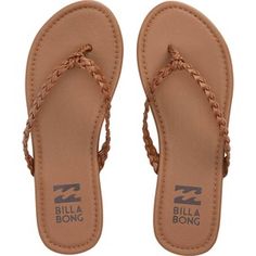 Billabong Sandals, Brown Footwear, Brown Flat Shoes, Logo Shoes, Woven Shoes, Woven Sandals, Braided Sandals, Sandals Flats