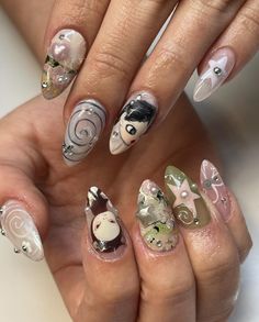 @nailsbysami_ Japanese Hard Gel Nails, Aya Takano Nails, Yoshitomo Nara Nails, Juminocore Nails, Danganronpa Nails, Shoujo Nails, Chainsaw Man Nails, Nana Inspired Nails, Domo Nails